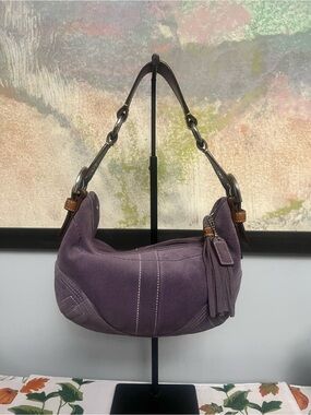 Vintage 2005 Coach Lavender Suede Soho Shoulder Bag with Tassel